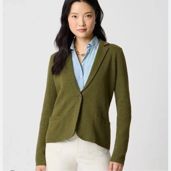 J.Crew Jackets & Blazers - J.Crew Schoolboy Sweater Blazer XXS Olive Green Cotton Knit Academic